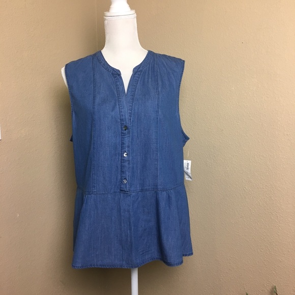 Old Navy Tops - MWT Old Navy Peplum Jean Top, Size XL.